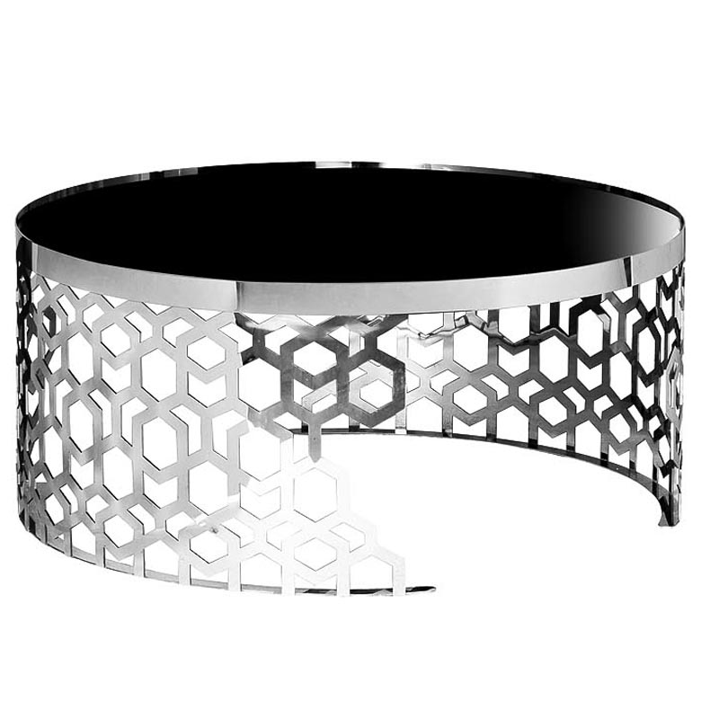 Кофейный стол Yen Geometry Table Silver 90 Серебряный Черный в Челябинске | Loft Concept 
