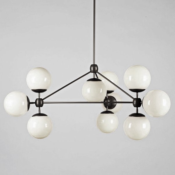 Modo 10 Globes Chandelier Black and White Glass Прозрачный белый Черный в Челябинске | Loft Concept 