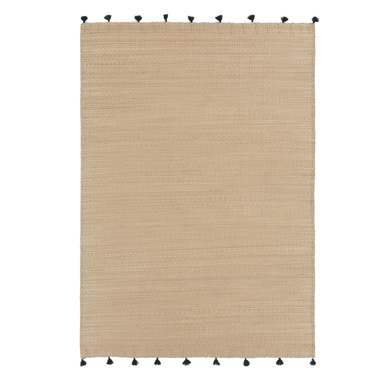 Ковер с помпонами Wicker Carpet Бежевый Черный Ковер с помпонами Wicker Carpet Бежевый Черный в Челябинске | Loft Concept