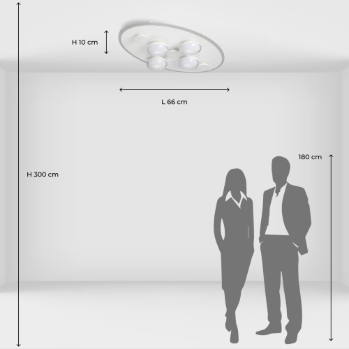 Потолочный светильник овальной формы белого цвета с 7-ю лампами Lunar Pebbles в Челябинске