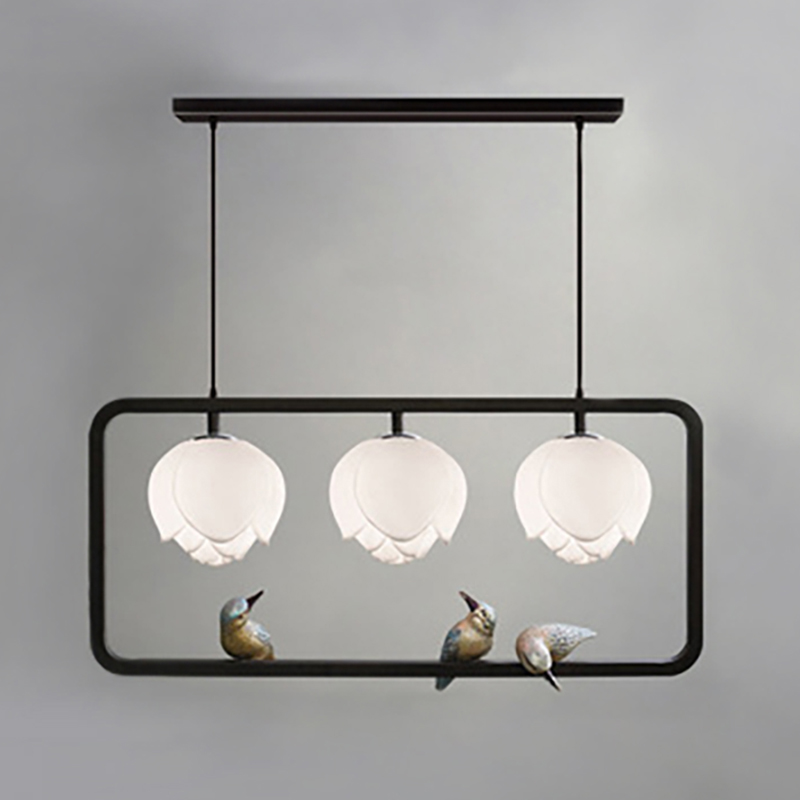 Люстра Bird with Tassel Fan Triple Черный Белый Розовый пастельный в Челябинске | Loft Concept 