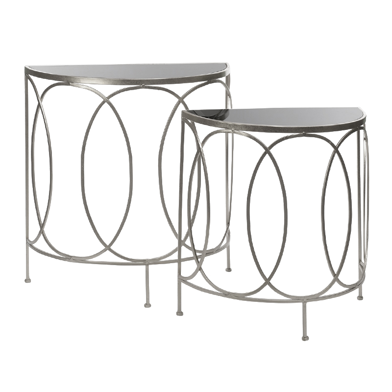 Консоль полукруглая Frame Metallic Silver Серебряный Серый Консоль полукруглая Frame Metallic Silver Серебряный Серый в Челябинске | Loft Concept