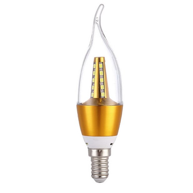 Прозрачная лампочка свеча LED E14 с позолотой Глянцевое золото Прозрачная лампочка свеча LED E14 с позолотой Глянцевое золото в Челябинске | Loft Concept