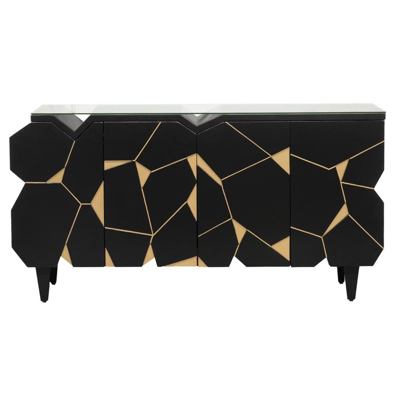 Комод геометрический декор Mosaik Chest of drawers Черный Черный Золотой Комод геометрический декор Mosaik Chest of drawers Черный Черный Золотой в Челябинске | Loft Concept
