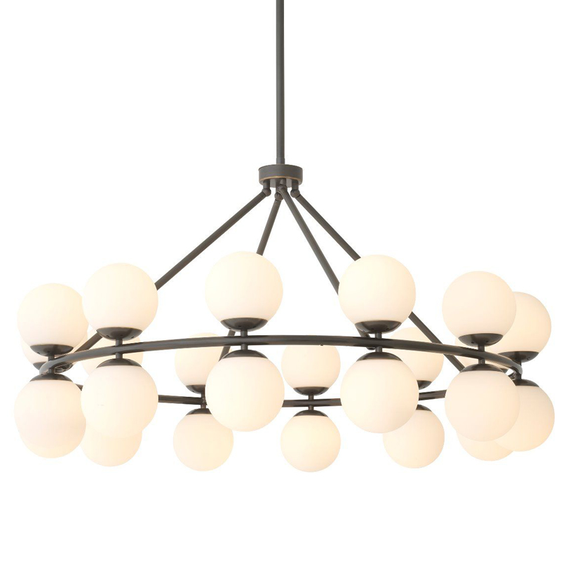 Люстра Eichholtz Chandelier Hutchinson Bronze Темная бронза Белое матовое стекло Люстра Eichholtz Chandelier Hutchinson Bronze Темная бронза Белое матовое стекло в Челябинске | Loft Concept