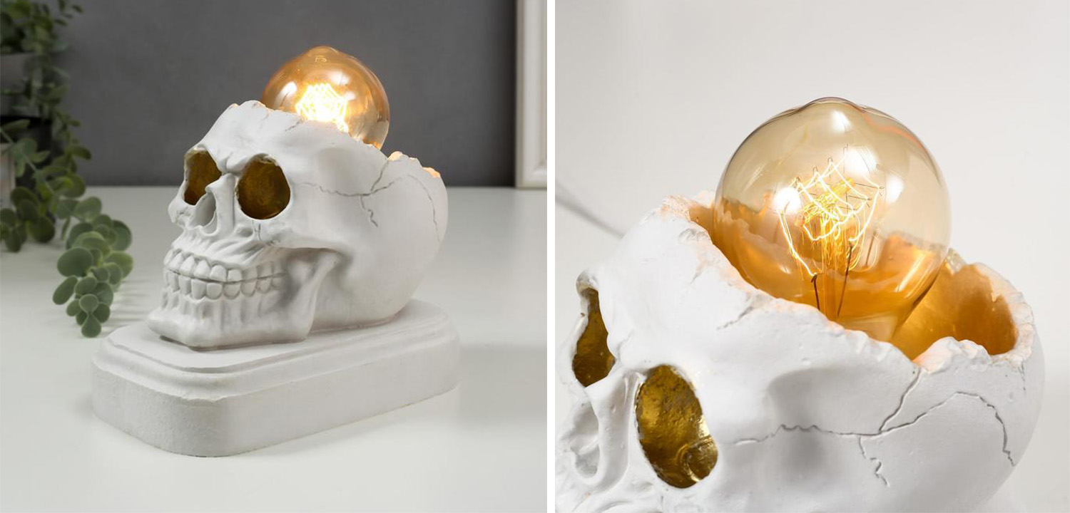 Настольная лампа White Skull Table Lamp - фото