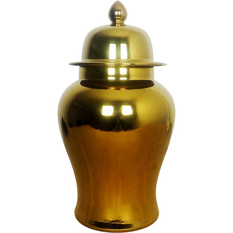 Ваза Gold Ceramic Chinese Jars with Lids Золотой в Челябинске | Loft Concept 