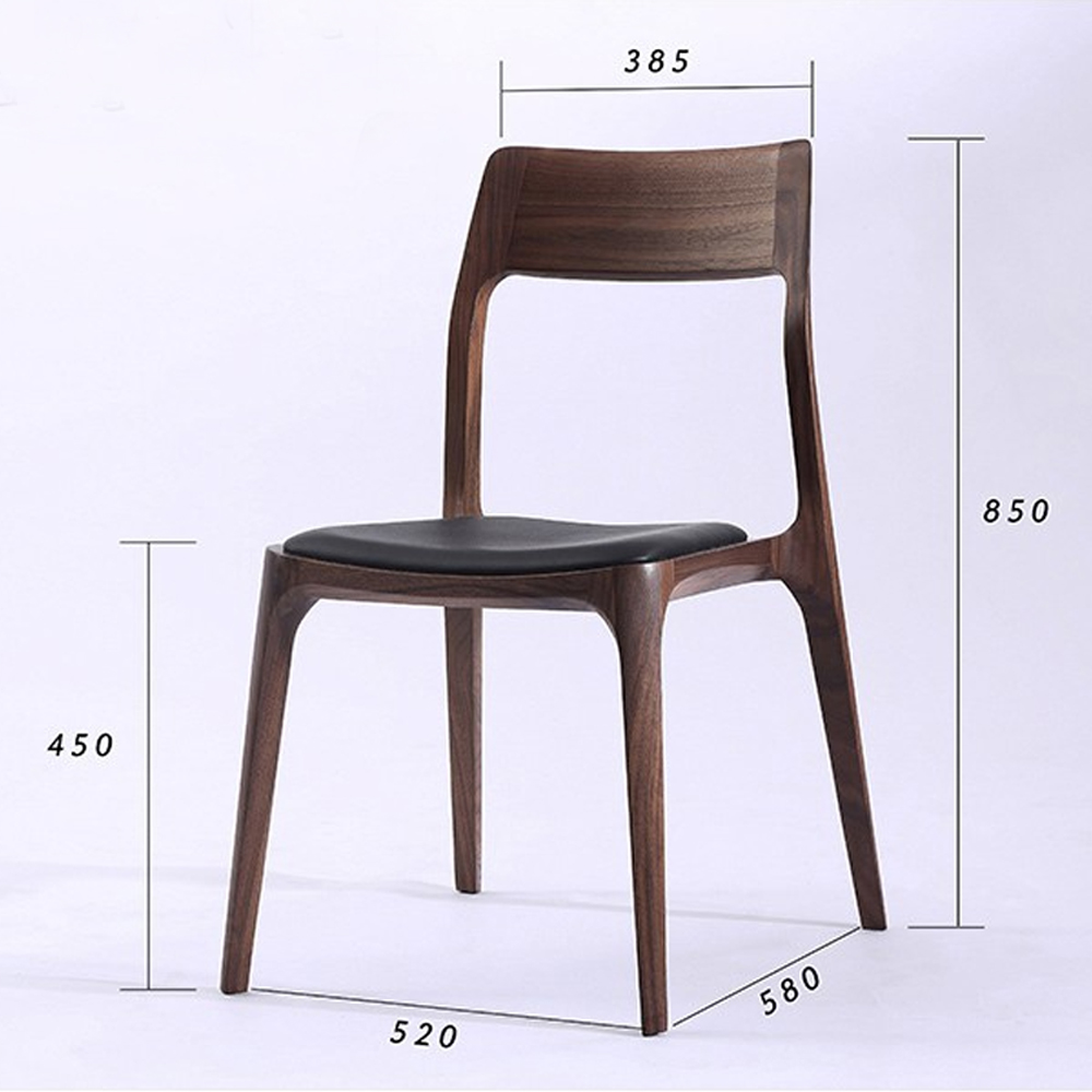 Стул деревянный с мягким сиденьем из черной натуральной кожи Moon Walnut Furniture Стул деревянный с мягким сиденьем из черной натуральной кожи Moon Walnut Furniture в Челябинске