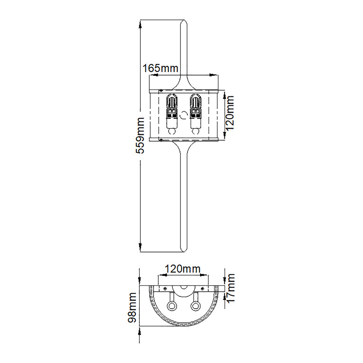Бра вертикальное с белым полукруглым плафоном и длинным стержнем S Kichler в Челябинске