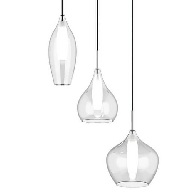 Люстра Candiano Transparent Triple Прозрачный Хром в Челябинске | Loft Concept 