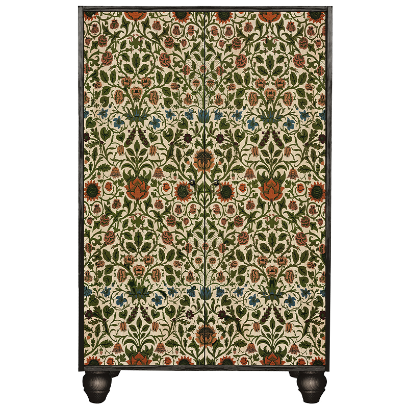 Шкаф с цветочным узором на дверцах Floral Print Cabinet Black Мульти Черный Шкаф с цветочным узором на дверцах Floral Print Cabinet Black Мульти Черный в Челябинске | Loft Concept