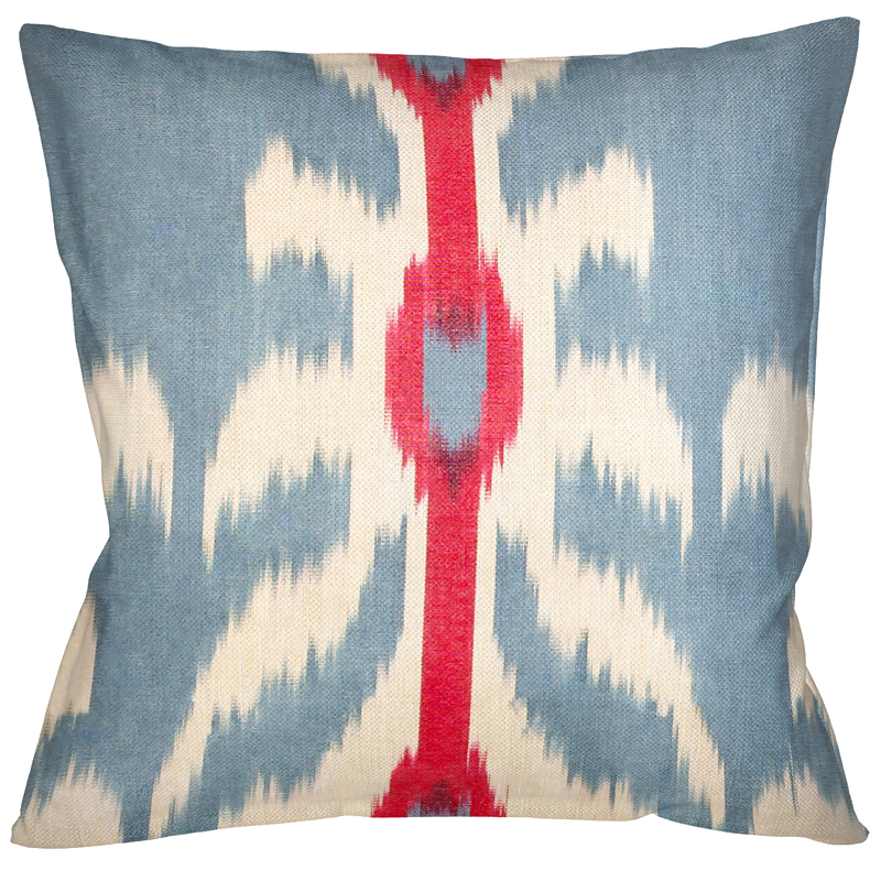 Декоративная подушка Ikat Pattern Голубая с красной линией Мульти Декоративная подушка Ikat Pattern Голубая с красной линией Мульти в Челябинске | Loft Concept