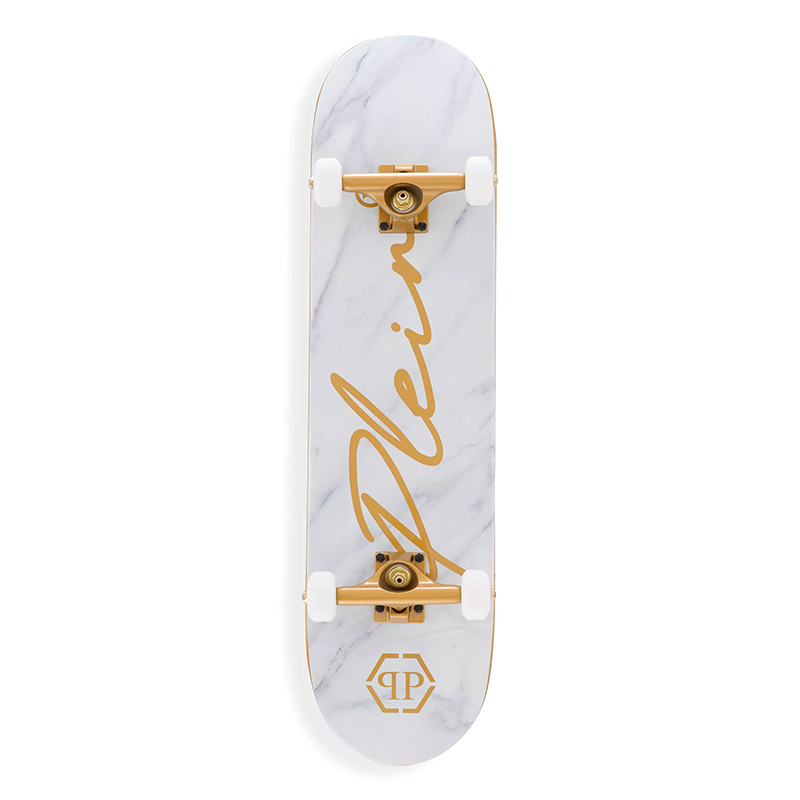 Арт-объект скейтборд Philipp Plein Skateboard Shock Белый Золотой Серый Арт-объект скейтборд Philipp Plein Skateboard Shock Белый Золотой Серый в Челябинске | Loft Concept