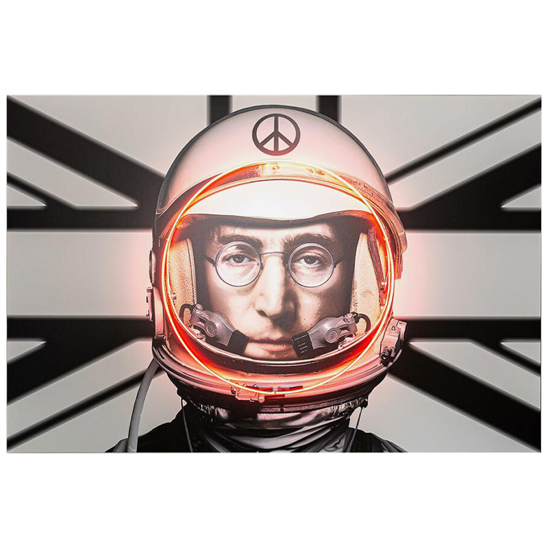 Дизайнерский Неоновый Постер Джон Леннон в Скафандре Lennon Astronaut Мульти Черный Белый в Челябинске | Loft Concept 