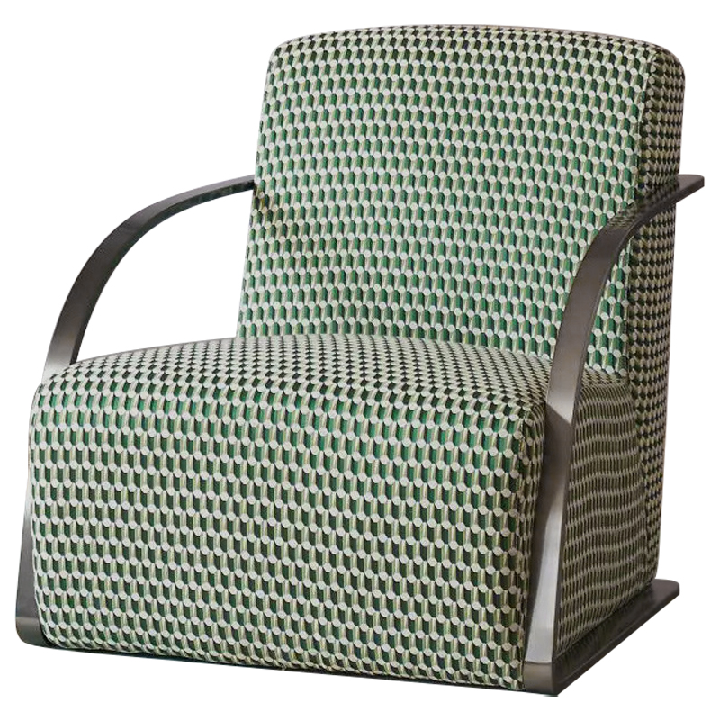 Кресло Esme Green Pattern Armchair Зеленый Темный хром Кресло Esme Green Pattern Armchair Зеленый Темный хром в Челябинске | Loft Concept