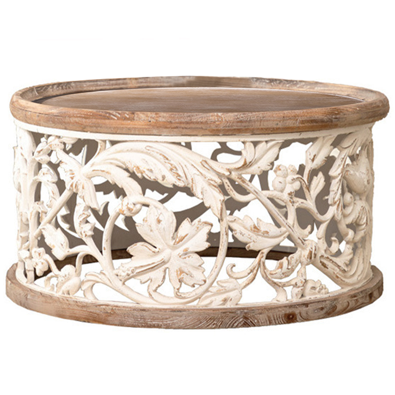 Кофейный стол Fleurette Provence Side Table Древесина Белый Золотой Кофейный стол Fleurette Provence Side Table Древесина Белый Золотой в Челябинске | Loft Concept