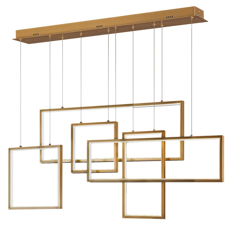 Люстра Rectangle Geometry Chandelier Gold 5 Золотой Люстра Rectangle Geometry Chandelier Gold 5 Золотой в Челябинске | Loft Concept
