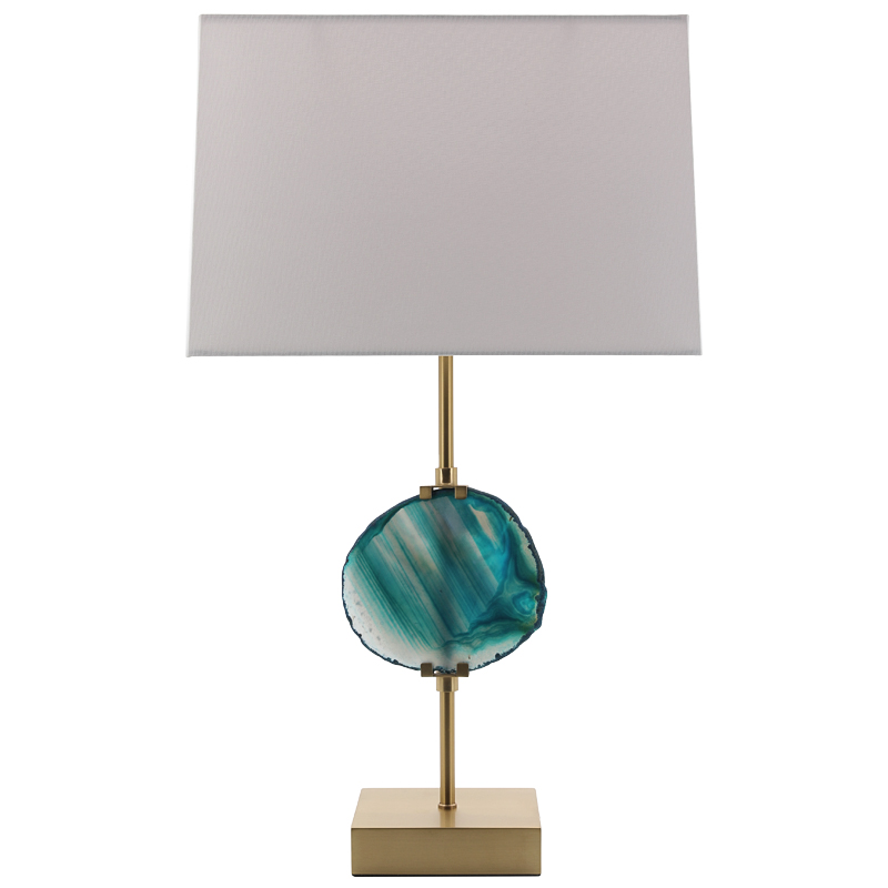 Настольная лампа Blue Agate Design Table Lamp Латунь Синий Бирюзовый Белый Настольная лампа Blue Agate Design Table Lamp Латунь Синий Бирюзовый Белый в Челябинске | Loft Concept