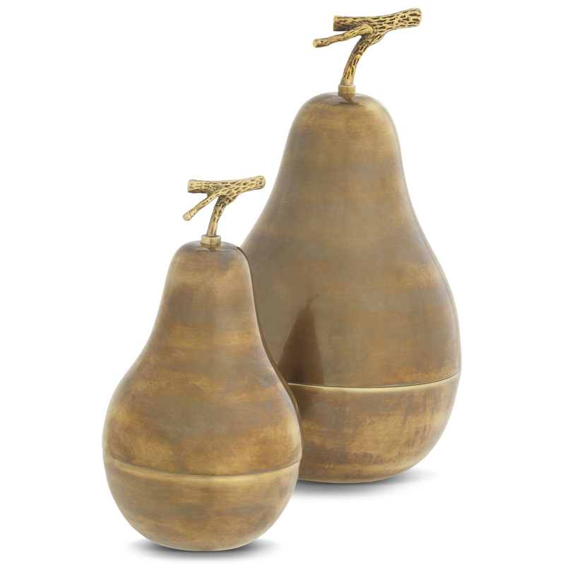 Комплект шкатулок Eichholtz Box Pear Set of 2 brass Винтажная латунь Комплект шкатулок Eichholtz Box Pear Set of 2 brass Винтажная латунь в Челябинске | Loft Concept