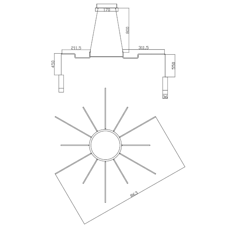 Wireflow LED Black Suspension lam 12 патронов Wireflow LED Black Suspension lam 12 патронов в Челябинске