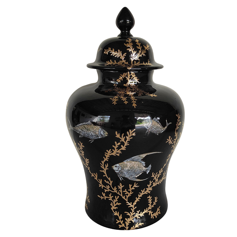 Ваза Vase Algae Fish Черный Золотой Ваза Vase Algae Fish Черный Золотой в Челябинске | Loft Concept