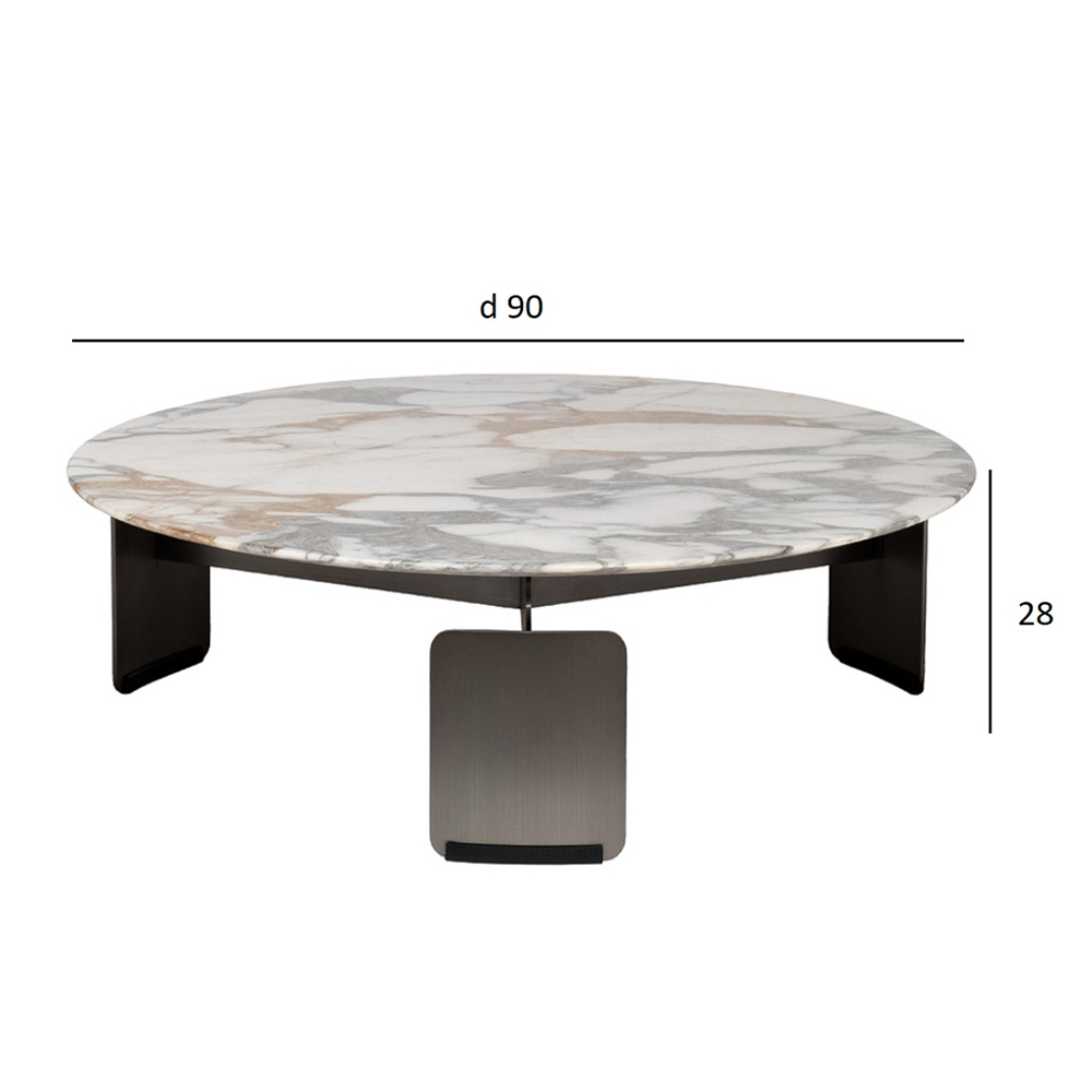 Столик журнальный с круглой мраморной столешницей на трех опорах Marble Stone Drawing в Челябинске