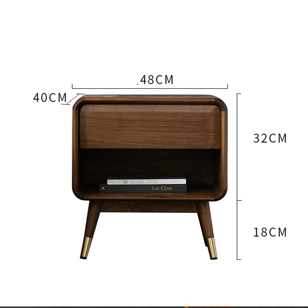 Прикроватная деревянная тумба с ящиком и нишей для хранения Moon Walnut Furniture Прикроватная деревянная тумба с ящиком и нишей для хранения Moon Walnut Furniture в Челябинске