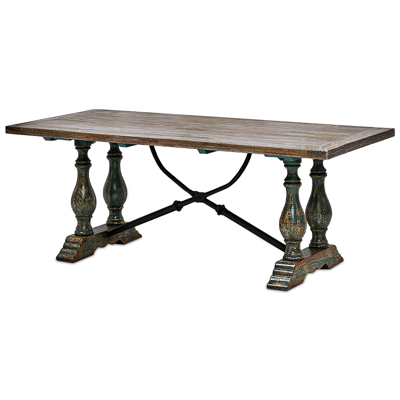 Обеденный стол Stenio Table Коричневый винтаж Черный Изумрудный Обеденный стол Stenio Table Коричневый винтаж Черный Изумрудный в Челябинске | Loft Concept