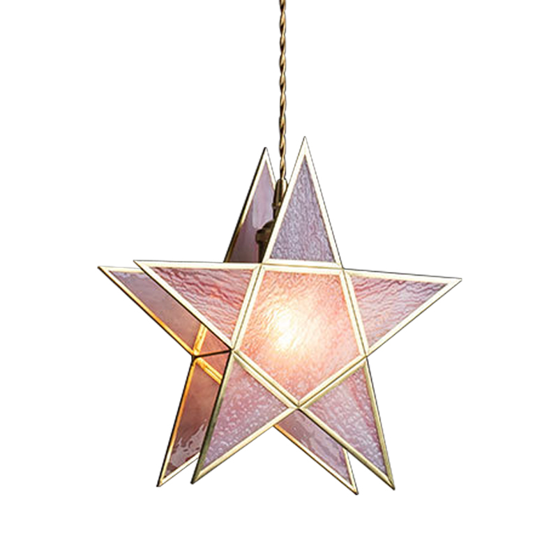 Подвесной светильник Star Pink Glass Hanging Light Розовый Латунь Подвесной светильник Star Pink Glass Hanging Light Розовый Латунь в Челябинске | Loft Concept