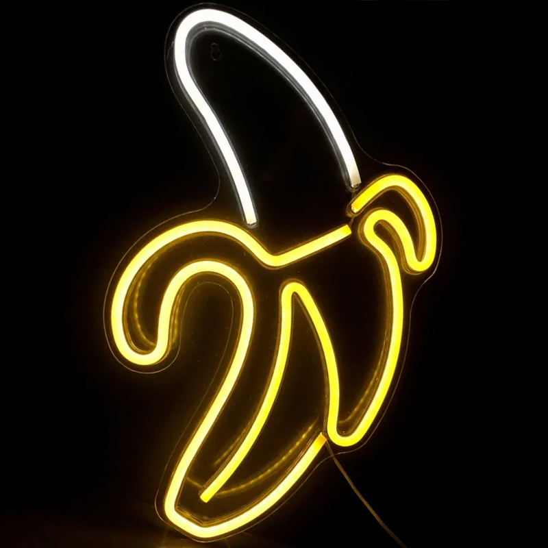 Неоновая настенная лампа Banana Neon Wall Lamp Прозрачный Белый Желтый Неоновая настенная лампа Banana Neon Wall Lamp Прозрачный Белый Желтый в Челябинске | Loft Concept