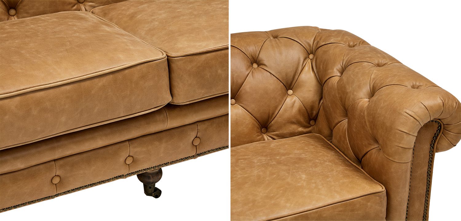 Диван Chesterfield Cinnamon Leather Sofa из винтажной кожи - фото №1