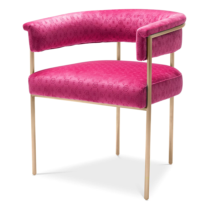 Стул Philipp Plein Dining Chair Monogram Розовый Розовый Золотой Стул Philipp Plein Dining Chair Monogram Розовый Розовый Золотой в Челябинске | Loft Concept