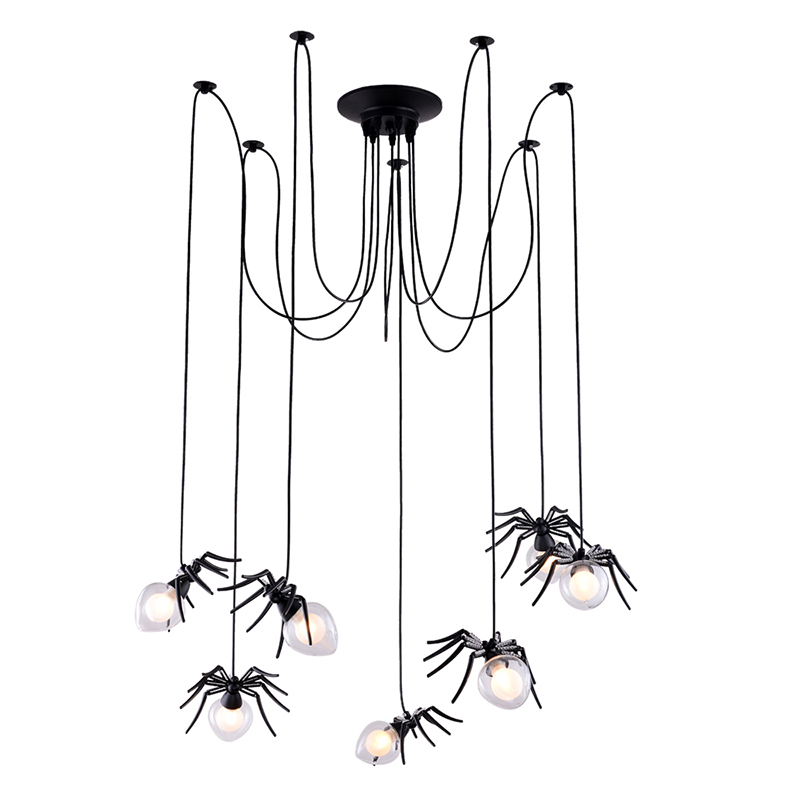 Люстра черная Паук Spiders lamp 7 Черный Прозрачный Люстра черная Паук Spiders lamp 7 Черный Прозрачный в Челябинске | Loft Concept