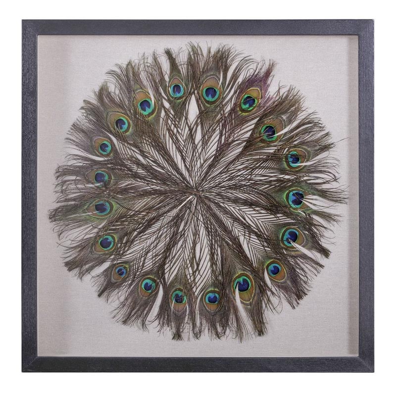 Панно Peacock Feather Circle Коричневый Черный Кремовый Панно Peacock Feather Circle Коричневый Черный Кремовый в Челябинске | Loft Concept
