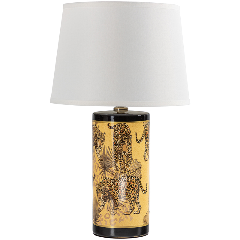 Настольная лампа с абажуром Leopard Lampshade Yellow White Желтый Белый Черный Настольная лампа с абажуром Leopard Lampshade Yellow White Желтый Белый Черный в Челябинске | Loft Concept