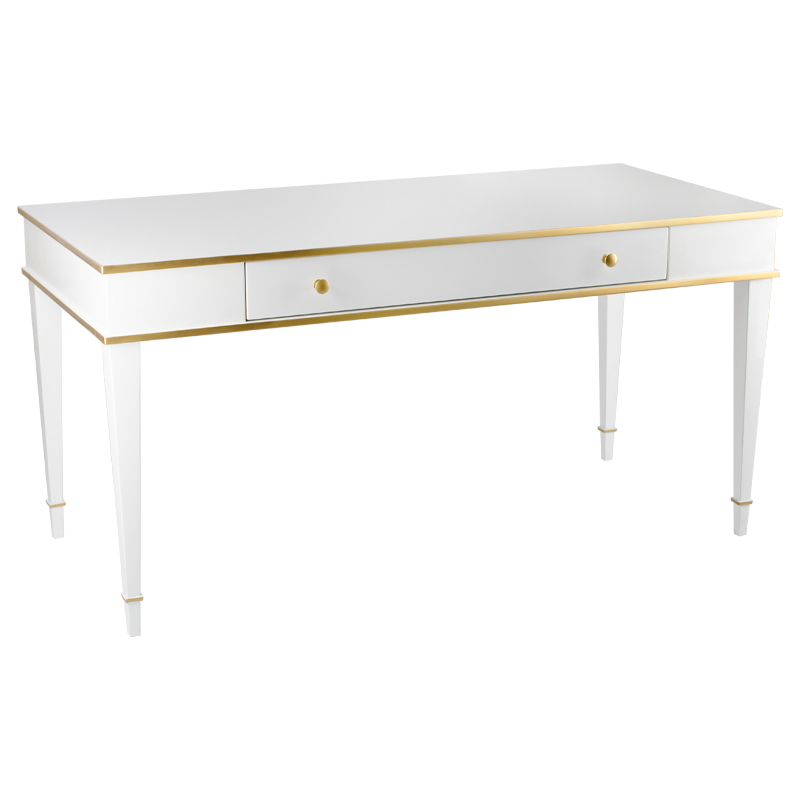 Письменный стол Kelly Desk Белый Белый Золотой Письменный стол Kelly Desk Белый Белый Золотой в Челябинске | Loft Concept