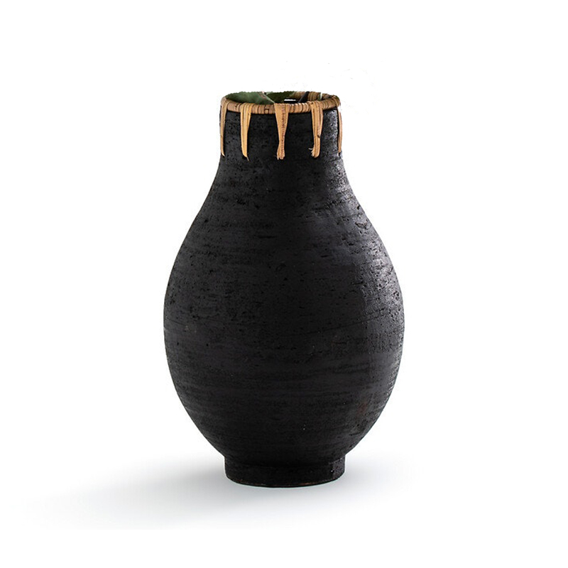 Ваза Ceramic Vase & Rattan D20 Черный Ваза Ceramic Vase & Rattan D20 Черный в Челябинске | Loft Concept