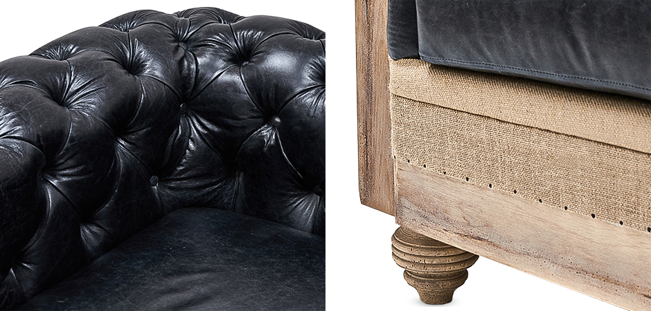 Диван Deconstructed Chesterfield Sofa double Black leather Диван Deconstructed Chesterfield Sofa double Black leather - Loft-Concept в Челябинске
