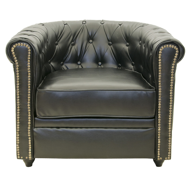 Кресло кожаное с мягкими подлокотниками на 4-х деревянных ножках Logan Leather Armchair black 2 Черный Кресло кожаное с мягкими подлокотниками на 4-х деревянных ножках Logan Leather Armchair black 2 Черный в Челябинске | Loft Concept