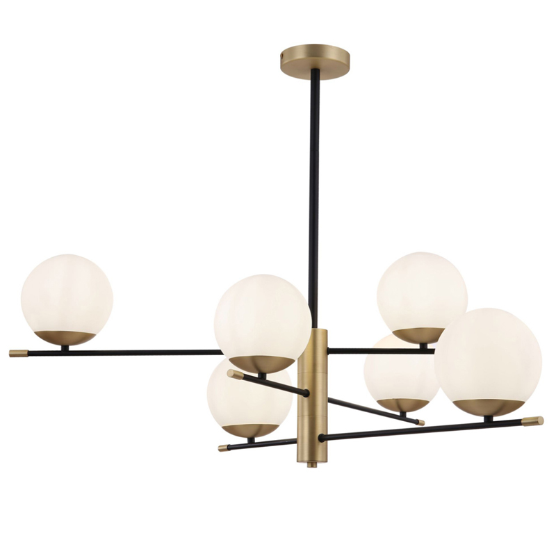 Светильник Spike Six Balls Hanging Lamp матовое золото Прозрачный белый Светильник Spike Six Balls Hanging Lamp матовое золото Прозрачный белый в Челябинске | Loft Concept