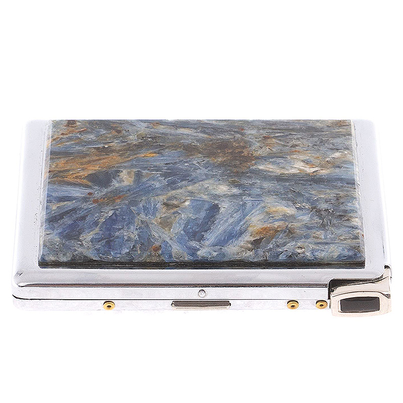 Портсигар на 10 сигарет с газовой зажигалкой из натурального камня Кианит Stone Cigarettes Cases Серо-голубой Серебряный Портсигар на 10 сигарет с газовой зажигалкой из натурального камня Кианит Stone Cigarettes Cases Серо-голубой Серебряный в Челябинске | Loft Concept