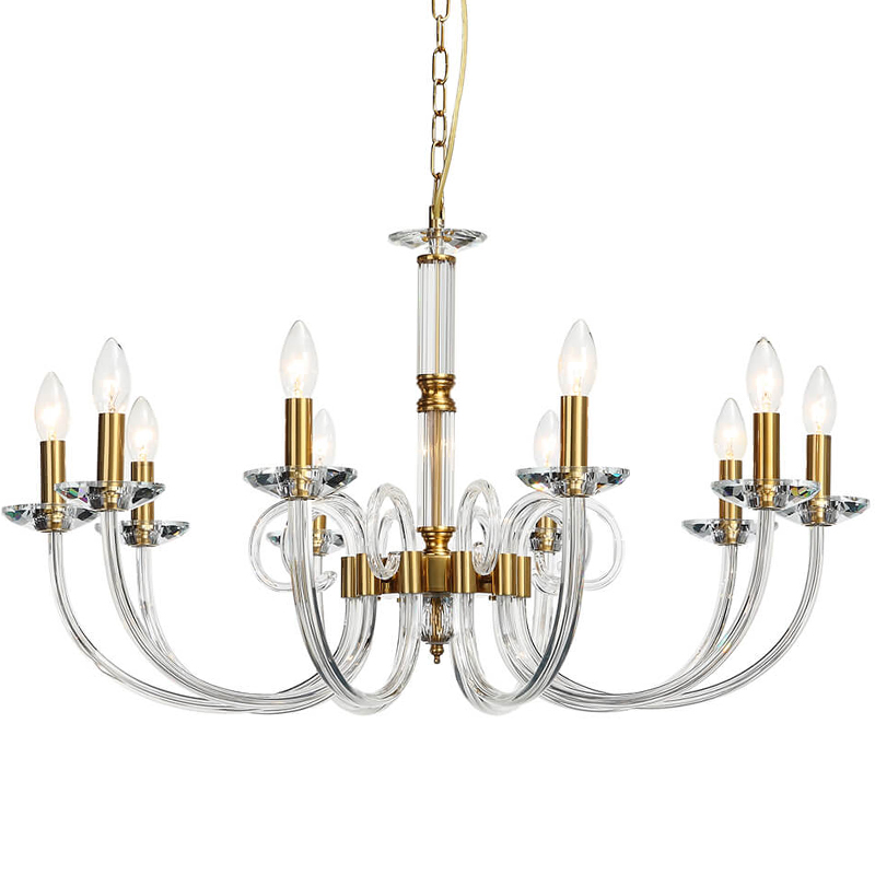 Люстра Twisted Glass Candles Chandelier 10 Золотой Прозрачное Стекло Люстра Twisted Glass Candles Chandelier 10 Золотой Прозрачное Стекло в Челябинске | Loft Concept