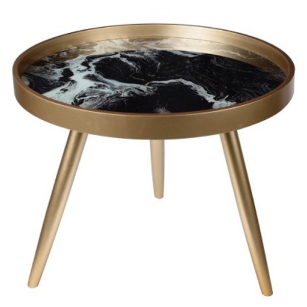 Coffee Table Salver Marble Золотой Черный Coffee Table Salver Marble Золотой Черный в Челябинске | Loft Concept