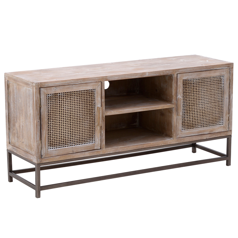 Тумба Rosita Wood tv stand Бежево-серый Металлик винтаж Тумба Rosita Wood tv stand Бежево-серый Металлик винтаж в Челябинске | Loft Concept