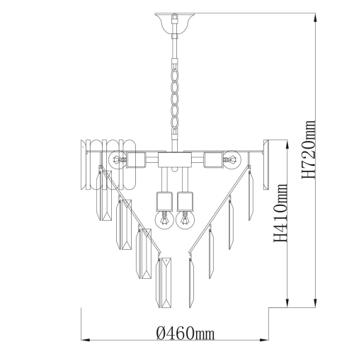 Люстра из черного металла с многоярусными подвесками из прозрачного хрусталя на золотой цепи Empire Black Chandelier Crystal в Челябинске
