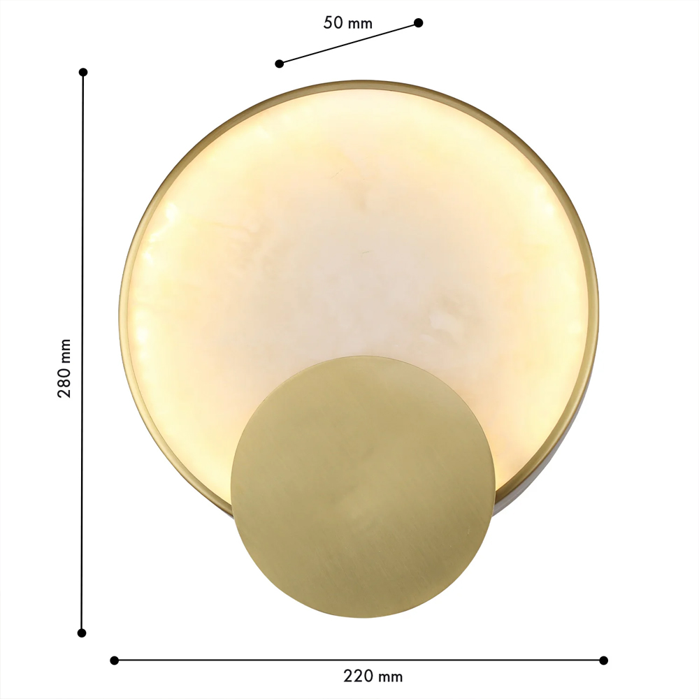 Бра в форме диска из бежевого алебастра Cryptocrystalline Stone в Челябинске