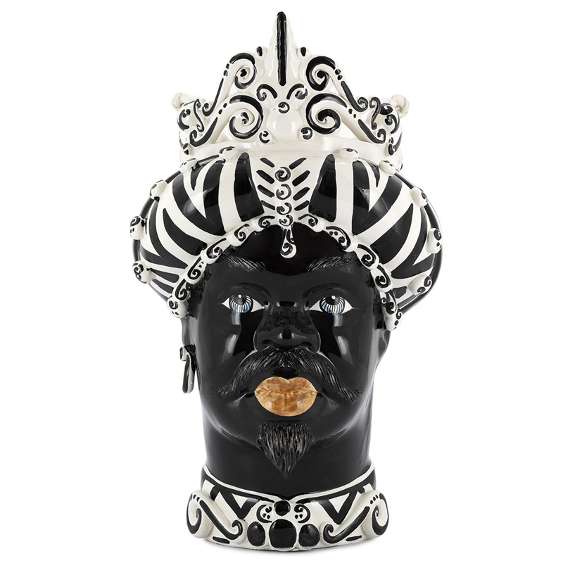 Ваза VASE MORO MAN MEDIUM zebra Черный Белый Ваза VASE MORO MAN MEDIUM zebra Черный Белый в Челябинске | Loft Concept