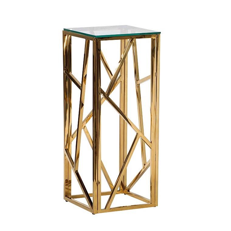 Подставка Serene Furnishing Gold Clear Glass Top stand Прозрачное Стекло Золотой Подставка Serene Furnishing Gold Clear Glass Top stand Прозрачное Стекло Золотой в Челябинске | Loft Concept