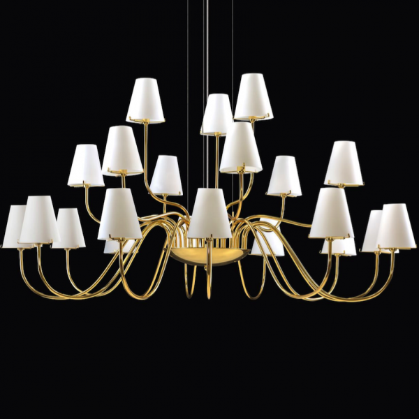 Люстра Imperial Chandelier 21 Глянцевое золото Белый Люстра Imperial Chandelier 21 Глянцевое золото Белый в Челябинске | Loft Concept