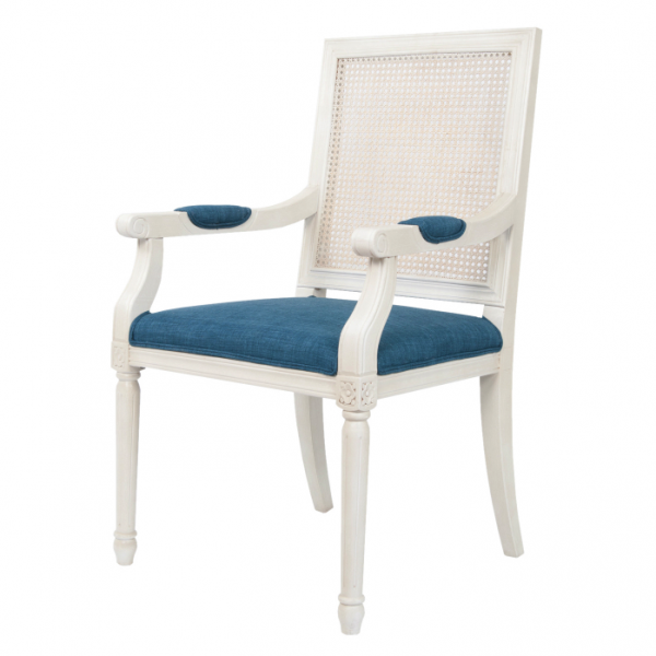 Стул French chairs Provence Garden White ArmChair Белый Темно-синий Стул French chairs Provence Garden White ArmChair Белый Темно-синий в Челябинске | Loft Concept